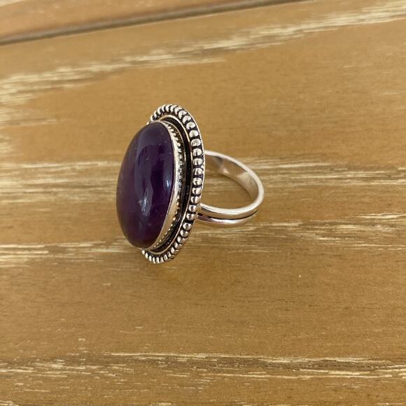 Purple Amethyst ring dipped in 925 Silver rainbows size 7 NEW - Picture 1 of 8
